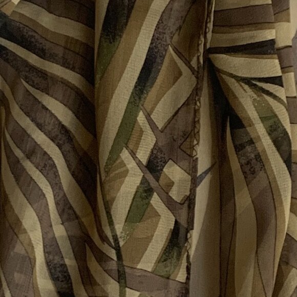 Silk Scarf Rectangle Print Hand Rolled Edge 14 X 70 - Picture 3 of 8